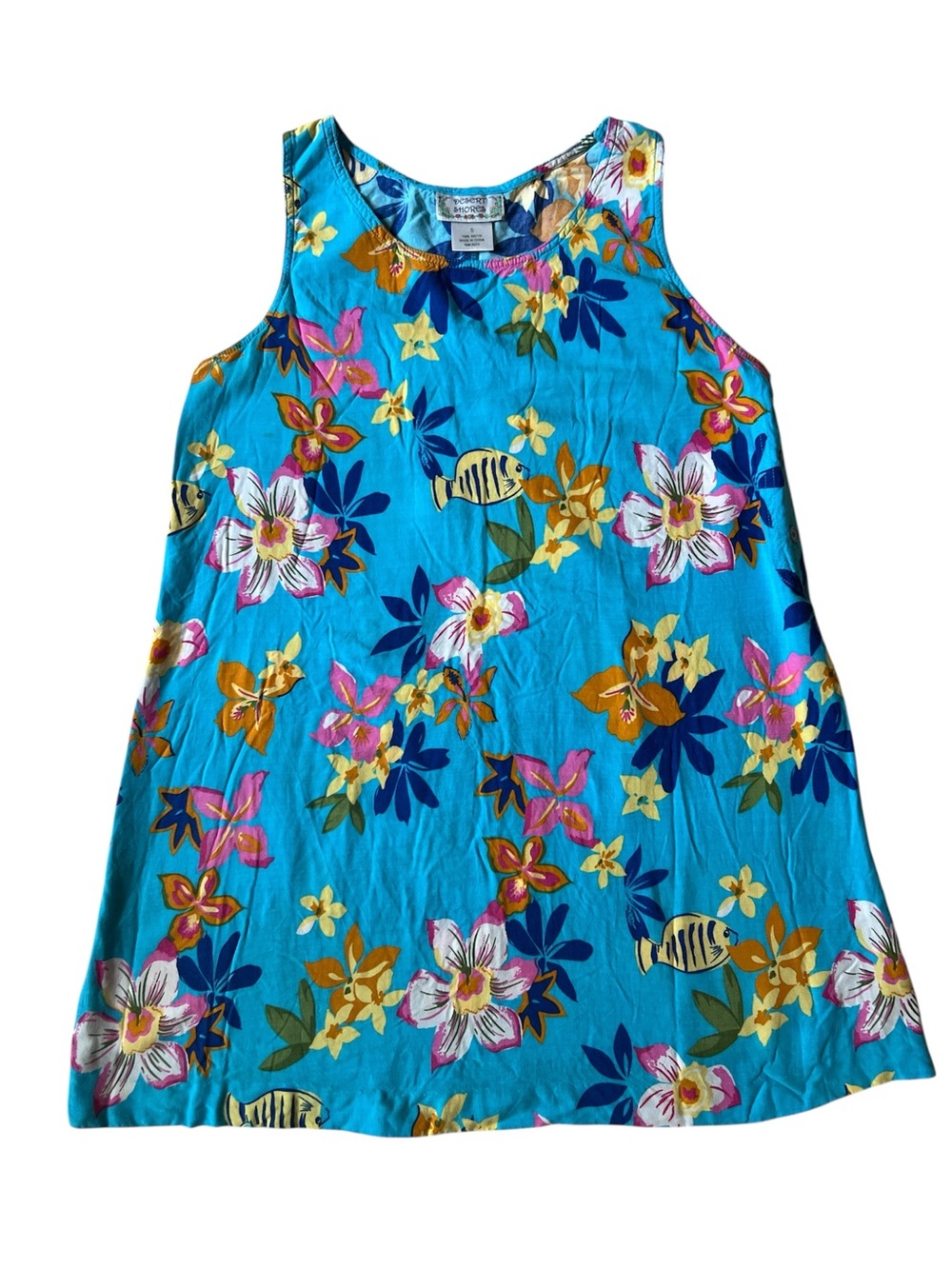 Vintage Desert Shores Turquoise Floral Tank Dress